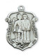 Sterling Silver Saint Michael Policeman's Badge 1 2/16" Medal. St Michael Policeman's Badge Medal comes on a 20" rhodium plated chain.  A deluxe gift box is included. Made in the USA.  