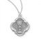 3/4" Sterling Silver baroque Style Chalice Pendant. Baroque style pendant comes on an 18" genuine rhodium plated curb chain. A deluxe velour gift box is included. Dimensions: 0.7" x 0.6" (19mm x 16mm).   Made in USA.