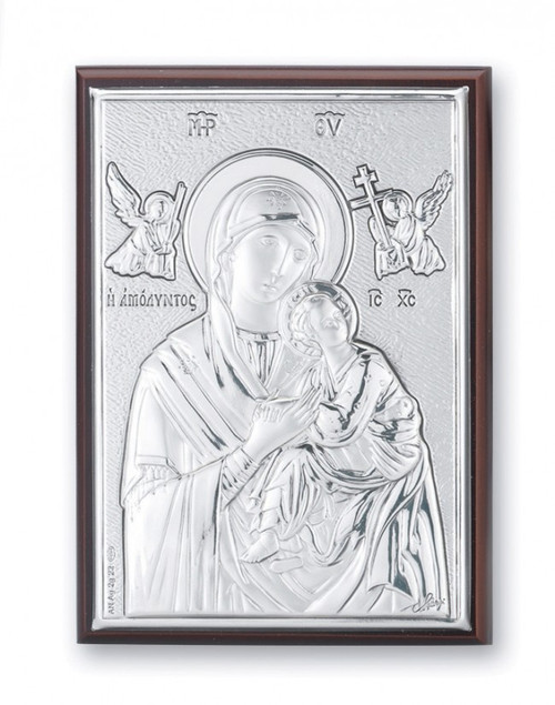 4 1/2" x 3" Sterling Silver Our Lady of Perpetual Help Plaque