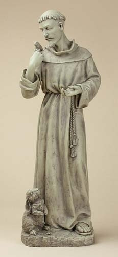 24" Saint Francis with Bunny Garden Statue. Resin/Stone Mix 