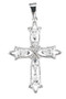 Sterling Silver Cubic Zircon Cross Pendant ~ Sterling silver cross with 7 set cubic zircons. Length: 1-1/4".  Cross comes with 18 inch rhodium plated curb chain. Deluxe gift box included.  Made in the USA