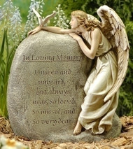 12.5" In Loving Memory Angel Garden Stone. "Unseen and Unheard but always near, so loved so missed, and so very dear."  Resin/Stone Mix. Dimensions:  11.25"H x 9.5"W x 5.25" D