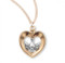 Holy Spirit two-tone open heart pendant. 3/4" 16K Gold over Sterling Silver heart with Holy Spirit Center Medal comes on an 18" gold plated curb chain. Medal comes in a deluxe gift box. Dimensions: 0.8" x 0.5" (19mm x 12mm). Made in USA