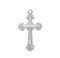 1 1/8" Women's embellished sterling silver, gold over sterling silver, or tutone sterling silver Cross with an 18" genuine rhodium or gold plated chain in a deluxe velour gift box.