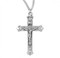 1" Sterling Silver Budded tip crucifix pendant. sterling silver crucifix comes on an 18" genuine rhodium curb chain. Dimensions: 1.2" x 0.7" (30mm x 18mm).  Crucifix presents in a deluxe velour gift box. Made in the USA