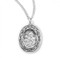 15/16" Sterling Silver St. Joseph Crown of Thorns Medal. The back of the medal has the guardian angel crossing the bridge. Medal comes with 18" genuine rhodium plated chain and comes in a deluxe velour gift box. Made in the USA
