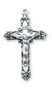 1 7/8" Men's ornate sterling silver crucifix with a 24 inch genuine rhodium plated chain in a deluxe velour gift box.