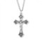 Sterling Silver Crucifix Pendant - 1 7/8" Men's Ornamental Sterling Silver Crucifix Pendant with a 24 inch genuine rhodium plated chain in a deluxe velour gift box.