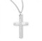 1" Sterling silver engraved cross pendant on an 18" rhodium plated chain in a deluxe velour gift box. Dimensions: 1.0" x 0.6" (26mm x 14mm). Made in USA.