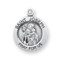 9/16" Sterling Silver Portrayal of St. Joseph holding Baby Jesus. He is the Patron Saint of Carpenters, Married Couples, Workers.  A 18" Rhodium Plated Curb Chain is Included with a Deluxe Velour Gift Box. Engraving available at an additional cost.