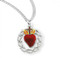 1" Sterling silver crown of thorns with enameled red heart on an 20" rhodium plated chain in a deluxe velour gift box. Made in the USA