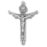 Sterling Silver Trinity Crucifix - 1 1/4" Sterling silver plated Trinity crucifix on an 18" rhodium plated chain in a deluxe velour gift box.