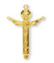 Gold Plated Sterling Silver Crucifix ~ 1 1/4" Gold plated Trinity crucifix on an 18" rhodium or gold plated chain in a deluxe velour gift box.