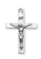 Sterling Silver Crucifix Pendant. 1 3/16" Child's sterling silver plain crucifix on a 20" rhodium plated chain in a deluxe velour gift box.