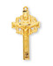 Gold Plated Sterling Silver Crucifix Pendant ~ 1 3/8" Men's  gold over sterling silver  IHS crucifix on 24" rhodium or gold plated chain in a deluxe velour gift box.