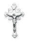 1 13/16" Men's Flare End Sterling Silver Crucifix ornate crucifix on 24" rhodium plated endless curb chain. Crucifix comes in a deluxe velour gift box. Made in the USA