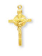 Gold Plated Sterling Silver Crucifix Pendant-1 1/8" Sterling Silver adorned Crucifix on an 18" genuine rhodium or gold plated chain in a deluxe velour gift box.
