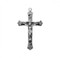 Sterling Silver Floral Tipped Crucifix.  Floral Tipped Sterling silver Crucifix comes on a 24" Genuine rhodium plated endless curb chain. Dimensions: 1.7" x 1.0" (42mm x 25mm).  Flower Tipped Crucifix comes in a deluxe velour gift box. Made in the USA.