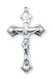 1 7/8" Flare End Sterling Silver Crucifix on a 24" rhodium plated chain in a deluxe velour gift box.