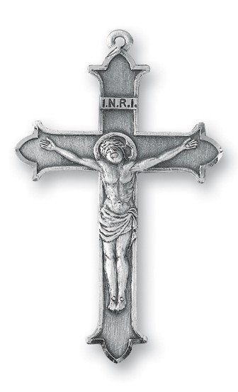 2" Men's flare tipped sterling silver crucifix. Crucifix comes on a 24" rhodium plated chain. Made in the USA!! Comes in a deluxe velour gift box.