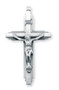 2" Men's IHS  sterling silver crucifix pendant on a 24" Genuine rhodium plated endless curb chain. Dimensions: 2.0" x 1.1" (51mm x 29mm).  Pendant comes in a deluxe velour gift box. Made in the USA.