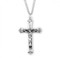 Flare tipped Crucifix comes on a 24" rhodium plated endless curb chain.