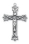 2.3" x 1.5" Gothic Scroll Style Sterling Silver Crucifix on a 24" Genuine rhodium plated endless curb chain. Comes in a deluxe velour gift box. Made in the USA