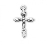 Women's Sterling Silver Wheat Crucifix Pendant - 3/4" Women's wheat crucifix on an 18" rhodium or gold plated chain in a deluxe velour gift box.