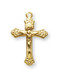 Gold Plated Sterling Silver Crucifix ~ 3/4" Tapered Crucifix. Tapered crucifix is available in several forms; Sterling Silver, 16k Gold over sterling silver, sterling silver cross with gold corpus, or 16k gold over sterling silver cross with silver corpus.  the tapered crucifix comes on an 18" genuine rhodium or gold plated curb chain.  Dimensions: 0.8" x 0.5" (20mm x 12mm).   A deluxe Velour Gift Box  is Included.  Made in USA.