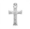 Sterling Silver Notched Flare Tipped Crucifix Pendant. Pendant comes on a 18" genuine rhodium plated curb chain.  Deluxe velour gift box included. Made in the USA. 