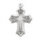 Sterling Silver Gothic Style Cross . 1 1/2" Men's sterling silver Gothic style cross comes on a 24" genuine rhodium plated endless curb chain.  The Gothic Cross measures 1.5" x 1.1" (39mm x 27mm). Gothic Cross comes in a deluxe velour gift box.