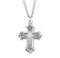 Sterling Silver Gothic Style Cross . 1 1/2" Men's sterling silver Gothic style cross comes on a 24" genuine rhodium plated endless curb chain.  The Gothic Cross measures 1.5" x 1.1" (39mm x 27mm). Gothic Cross comes in a deluxe velour gift box.
