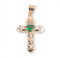1.1" Irish Celtic Cross Pendant with Emerald Center and Cubic Zircons.  Gold over sterling silver cross pendant with emerald zircon comes  on an 18" genuine rhodium gold plated curb chain. This Celtic Cross comes in a deluxe velour gift box.  Dimensions: 1.1" x 0.7" (27mm x 19mm). Made in the USA