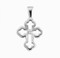 1" Sterling silver single set crystal zircon cross. Cross comes on an 18" genuine rhodium plated chain. Dimensions: 1.0" x 0.6" (25mm x 14mm).  Sterling silver single set crystal zircon cross comes in a deluxe velour gift box.