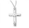 Sterling Silver Cross - 15/16" Sterling silver Cross.  An 18" genuine rhodium plated curb chain is included. The decorative sterling silver cross comes in a deluxe velour gift box. Dimensions: 0.9" x 0.6 (24mm x 15mm)