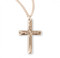 15/16"  16kt Gold over solid sterling silver Cross.  An 18" genuine gold plated curb chain is included. The decorative  cross comes ina deluxe velour gift box. Dimensions: 0.9" x 0.6 (24mm x 15mm)