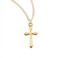 7/8" Women's plain sterling silver or 16kt Gold over solid sterling silver cross.  Cross comes on an 18" genuine rhodium or gold plated chain in a deluxe velour gift box. Dimensions: 0.9" x 0.5" (23mm x 12mm). Made in USA.