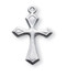Women's Embellished Sterling Silver Cross - 1" Women's sterling silver or gold plated sterling silver cross comes on an 18" rhodium or gold plated curb chain. A deluxe velour gift box is included. Made in the USA.