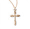 1 1/8" Women's sterling silver or 16k gold over solid sterling silver wheat cross on an 18" genuine rhodium or gold plated chain in a deluxe velour gift box. Dimensions: 1.1" x 0.5" (29mm x 12mm). Made in the USA