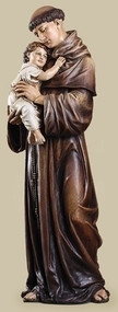 37" Saint Anthony. Patron Saint of Lost Articles. Resin/Stone Mix. Dimensions: 37"H x 13.75"W x 12"D