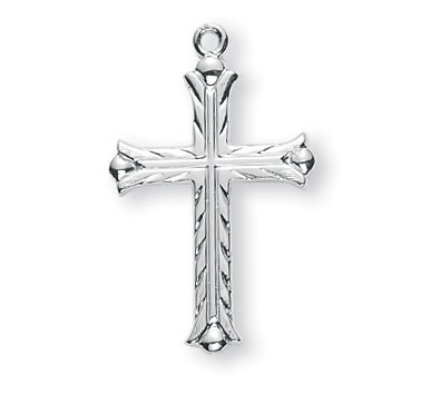 Women's Sterling Silver Decorative Etched Cross