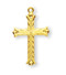 Women's Gold Plated Sterling Silver Decorative Etched Cross