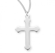 1" Women's sterling silver cross on an 18" genuine rhodium plated chain in a deluxe velour gift box. Dimensions: 1.0" x 0.6" (25mm x 16mm). Made in USA.
