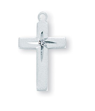 Women's Cross with Crystal and Etching in Center