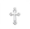 1" Women's sterling silver or 16k gold over solid sterling silver cross on an 18" genuine rhodium or gold plated chain in a deluxe velour gift box. Dimensions: 1.0" x 0.6" (25mm x 14mm). Made in the USA
