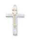 1 1/2" Tutone Sterling Silver Rosary Cross. Rosary Cross is made of a solid .925 sterling silver. Sterling Silver tutone rosary cross comes  on an 18" rhodium plated curb chain. Dimensions: 1.5" x 0.8" (37mm x 21mm). Cross presents in a deluxe velour gift box.