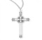 1 3/4" Sterling silver ornamental cross. Ornamental cross comes on a 20" genuine rhodium plated curb chain. Dimensions: 1.6" x 1.0" (40mm x 26mm). Ornamental cross comes in a deluxe velour gift box.  Made in the USA.