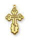 Women's Gold Plated Sterling Silver Byzantine Style Cross with Black Enamel