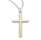 S3732TT20  Tutone Sterling Silver Cross with Gold Center and Silver Outline