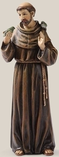 Saint Francis Statue~ Patron Saint of Animals & Ecology, 6.25"H x 2.25"W x 1.75"D, Resin/Stone Mix